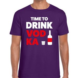 Time to drink Vodka tekst t-shirt paars heren