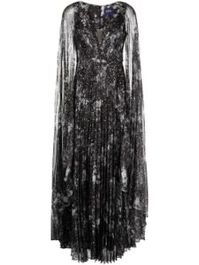 Marchesa Notte robe Foiled Garden - Noir