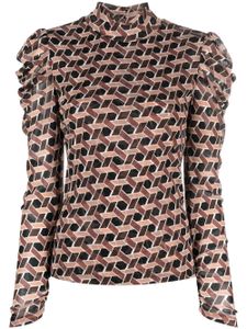 DVF Diane von Furstenberg blouse Remy à imprimé géométrique - Marron