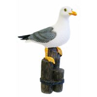 Decoratie Tuin/huis beeldje vogel - zeemeeuw - polystone - H50 cm - Maritiem