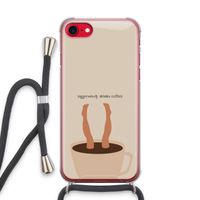 Aggressively drinks coffee: iPhone SE 2020 Transparant Hoesje met koord