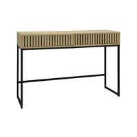 sweeek - Eigentijdse sidetable met 2 laden, gegroefd hout en zwart - thumbnail