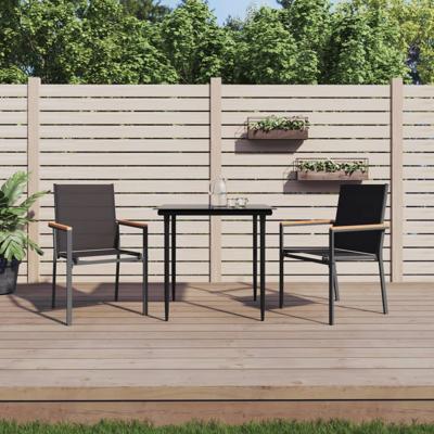 3-delige Tuinset textileen en staal zwart