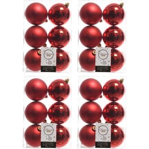 24x Kunststof kerstballen glanzend/mat kerst rood 8 cm kerstboom versiering/decoratie kerst rood   -