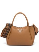 Prada mini sac en cuir à plaque logo - Marron