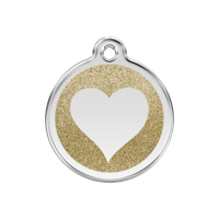Heart Gold glitter hondenpenning medium/gemiddeld dia. 3 cm - Reddingo