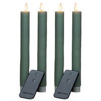 Kaarsen set van 4x stuks LED dinerkaarsen jade groen inclusief afstandsbediening 23 cm