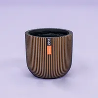Capi Pot bol groove d18h16cm zwart/goud - thumbnail