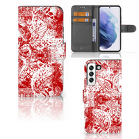 Telefoonhoesje met Naam Samsung Galaxy S22 Angel Skull Rood