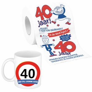 Cadeau set voor 40e verjaardag - Koffie mok en funny WC-rol - Voor mannen van 40