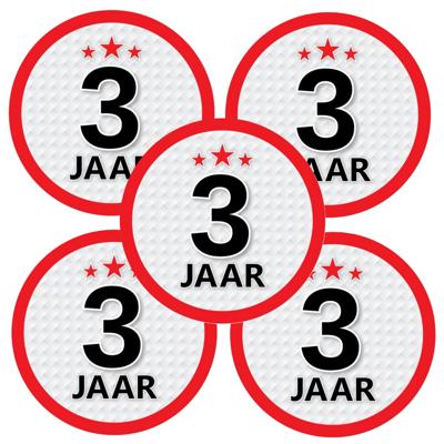3 jaar leeftijd sticker - 10x - rond - Dia 15 cm - 3 jaar verjaardag - jubileum - leeftijd versierin