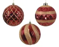 Decoris kerstbal plastic d12cm kerstrood - assortiment