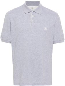 Brunello Cucinelli polo en coton piqué à logo imprimé - Gris