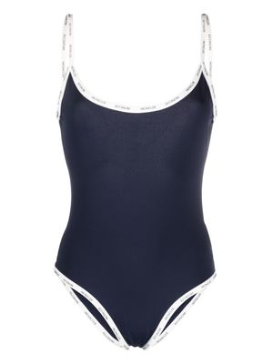 Moncler maillot de bain à bande logo - Bleu