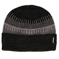 Zwarte/grijze gebreide beanie muts voor volwassenen One size  - - thumbnail