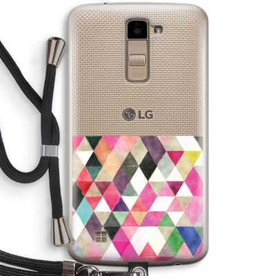 Gekleurde driehoekjes: LG K10 (2016) Transparant Hoesje met koord