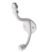 Kapstokhaken - wit - retro - aluminium - 15 x 3,5 cm - jashaken - kapstokhaakjes