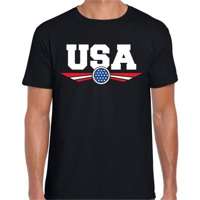 Amerika / USA - landen supporters t-shirt - zwart - voor heren - korte mouwen