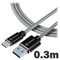 Tactische Fast Rope Oplaadkabel - USB-A/USB-C - 0.3m - thumbnail