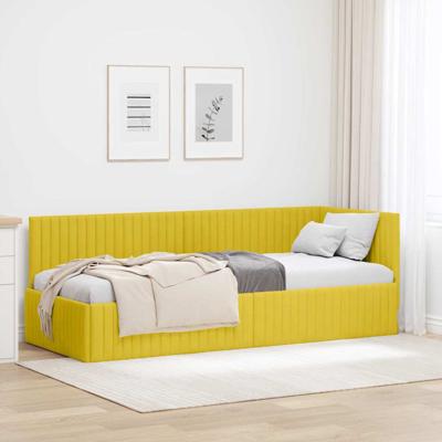 Hoekbedframe met hoofdeinde Geel 80 x 200 cm Fluweel