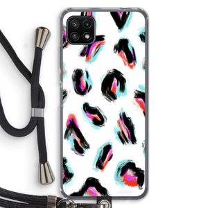 Cheetah color: Samsung Galaxy A22 5G Transparant Hoesje met koord