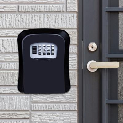 Wachtwoord lock metalen opbergdoos deur veiligheid vak muur kabinet sleutel veiligheid box (zwart)