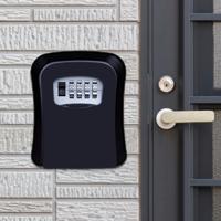 Wachtwoord lock metalen opbergdoos deur veiligheid vak muur kabinet sleutel veiligheid box (zwart)