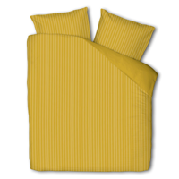 Luna Bedding Embossed Stripes - Geel Dekbedovertrek 2-persoons (200 x 220 cm + 2 kussenslopen) - thumbnail