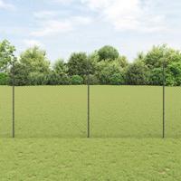 VidaXL Hek met paal grijs 1,5 x 10 m staal en pvc