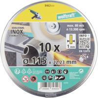 Wolfcraft 8462000 Diamanten doorslijpschijf 115 mm 10 stuk(s) RVS, Metaal