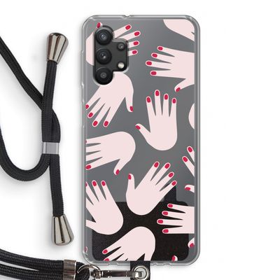 Hands pink: Samsung Galaxy A32 5G Transparant Hoesje met koord