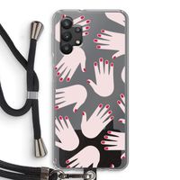 Hands pink: Samsung Galaxy A32 5G Transparant Hoesje met koord