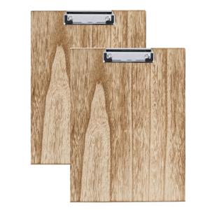 Clipboard/klembord/memobord voor documenten - 2x - lichtbruin - A4 formaat - hout