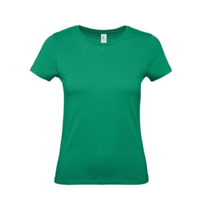 Groen basic t-shirt met ronde hals voor dames van katoen