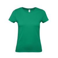 Groen basic t-shirt met ronde hals voor dames van katoen 2XL (44)  -