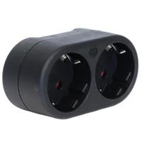 Randaarde stekkeradapter 2-voudig horizontaal zwart - 6175912