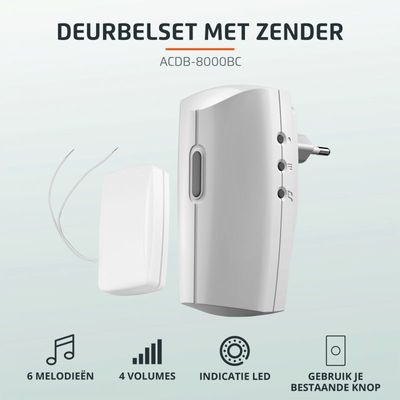 KlikAanKlikUit ACDB-8000BC Plug-in draadloze deurbelset met zender