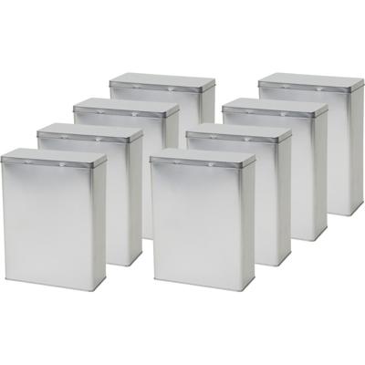 Opbergblik - 8x - zilver - 19x9x25 cm - voorraadblikken - voorraadbussen - - 3.8 liter - bewaarblik Opbergblik - 8x - zilver - 19x9x25 cm - voorraadblikken - voorraadbussen - - 3.8 liter - bewaarblik