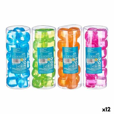 Herbruikbare koelblokjes Leknes TK22008 Blauw Groen Oranje Roze Polyethyleen Gedistilleerd water 6,5 x 16 x 6,5 cm 18 Onderdelen