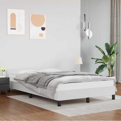 Bedframe met hoofdeinde zonder matras 120x200 cm wit