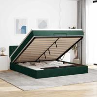 Ottoman bed met matras en LED's 160x200cm fluweel donkergroen