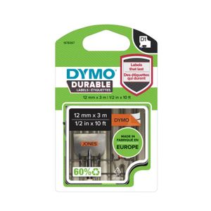 DYMO D1 -Durable Labels - Black on Orange - 12mm x 3m