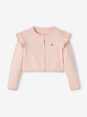 Korte meisjesvest met ruches roze