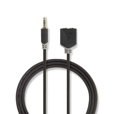 Stereo audiokabel | 3,5 mm male - 2x 3,5 mm female | 0,2 m | Antraciet