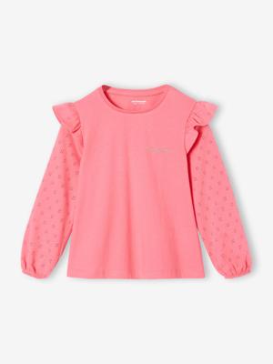 T-shirt BASICS met lange mouwen en ruches voor meisjes rozen