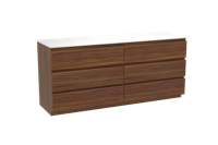 Balmani Lucida staand badmeubel 180 x 55 cm amerikaans notenhout met Stretto enkel of dubbel wastafelblad in solid surface mat wit
