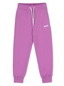 MSGM Kids pantalon de jogging en coton à logo imprimé - Violet