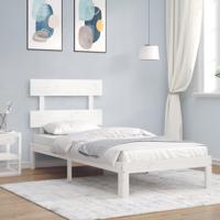 Bedframe met hoofdbord massief hout wit