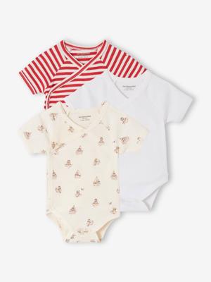 Set van 3 body's voor babyjongens van biologisch katoen rood