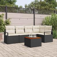 Tuinbankenset met kussen 6 pcs Zwart poly rattan